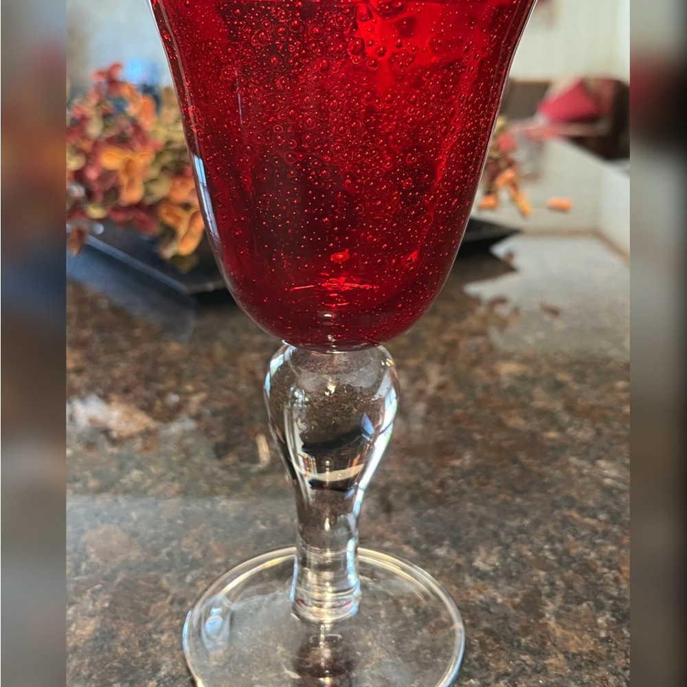 Artland - Iris Ruby Red Bubble Wine Goblets (Pair) - Picture 2 of 5